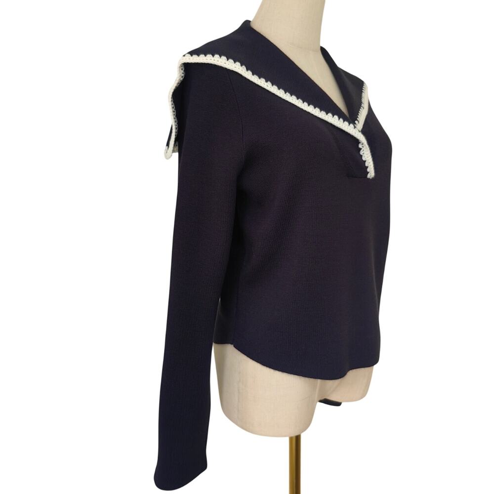 Sezane Naya Jumper  Marine with Ecru Details - Picture 8 of 12